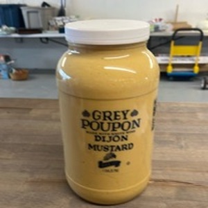 lot 4721 image: Grey Poupon Dijon Mustard 1 Gallon. Best By September 2025. Tested and still Good - Retail $75