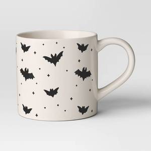 lot 4738 image: 2-16oz Halloween Stoneware Mini Bat Pattern Mug - Hyde & EEK Boutique�� Dishwasher-Safe Drinkware for Hot or Cold Beverages - Retail $10