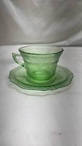 Green Depression Glass Serving Plate