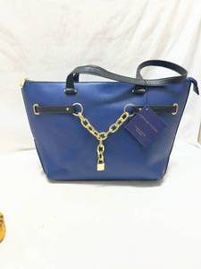 lot 432 image: Navy Blue Designer Handbag with Gold Chain