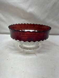 lot 455 image: Ruby Red Rim Cut Glass Bowl