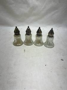lot 485 image: Glass Salt Shakers with Metal Tops - Set of 4
