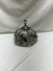 lot 497 image: Native American Scene Glass Pane Light Shade Only