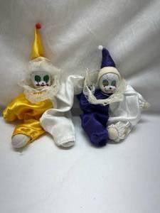 Decorative Porcelain Head Jester Dolls Set