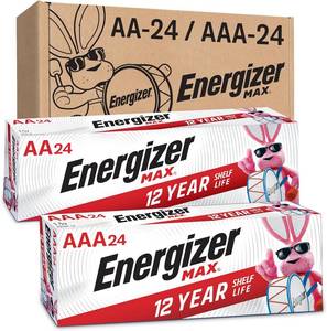 lot 2504 image: Energizer AA and AAA Batteries, 48 Count, Combo Pack Contains 24 Max Double A and 24 Max Triple A Batteries