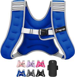 lot 2512 image: Fragraim Weighted Vest for Women Men - 8lb10lb12lb16lb22lb25lb30lb Weight Vest with Reflective Stripe, Detachable Phone Pouch, Ideal for Walking, Strength Training, Running, Workout, Cardio