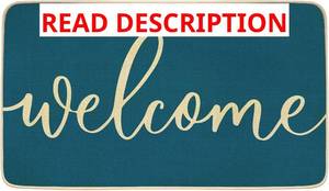 lot 2521 image: Blue Welcome Spring Door Mat, Summer Home Decor Indoor Outdoor Non-Slip Floor Mat for Entrance, Outside Entry, Patio 17x30 Inches TAN FLORAL