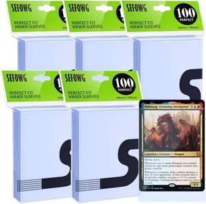 lot 2530 image: 500 Pack Perfect Fit Card Sleeves, Inner Sleeves Ideal for Double-Sleeving Compatible with TCG, MTG, PKM, TCG, Trading, Gaming Cards