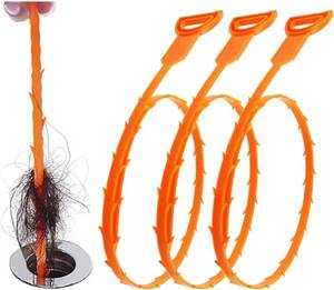 lot 2533 image: Forlivese 25 Inch Drain Snake,Drain Clog Remover,Sink Snake for Sewer Kitchen Sink Bathroom Tub Toilet Clogged Drains Relief Cleaning Tool 3 Pack