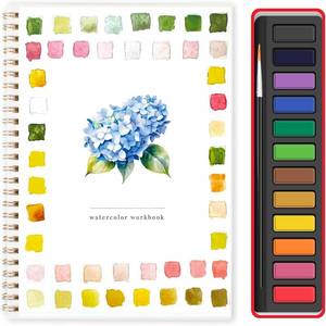 lot 2543 image: Watercolor Workbooks, Beginner Watercolor Painting Kit  Water Coloring Book Paint Set Workbook with 12 Watercolor Paints & Brush (Type A)