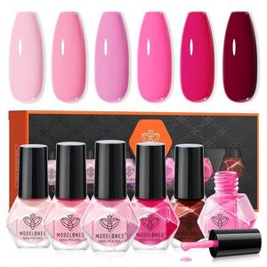 lot 2548 image: modelones Pink Nail Polish 6 Colors Hot Pink Tones Neon Shades Magenta Light Soft to Dark 2025 Spring Summer Nail Art Design for Women Girl Nail Lovers Valentines Day Gift Salon DIY Manicure Kit
