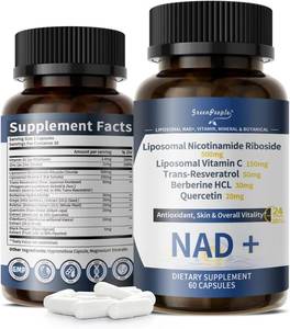 lot 2607 image: GREENPEOPLE Liposomal NAD Supplement for Women - NAD Supplement Nicotinamide Riboside wResveratrol, Quercetin & Liposomal Vitamin C for Skin - 60 CT 2 Pack. BB April 2027