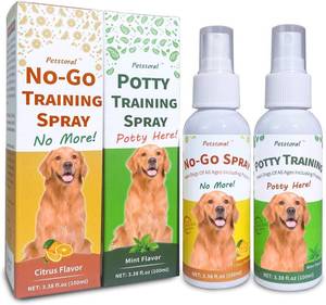 lot 2622 image: Pet No-Go & Puppy Potty Training Spray - Pet Deterrent Spray for Stop Chewing, Pee Here Corrector Spray for Dogs and Cats, 3.38 Fl Oz100ml Kit