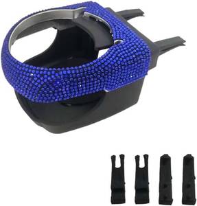 lot 6213 image: Hanging Cup Holder for Car Air Vent, Bling Rhinestone Car Cup Organizer Auto Ashtray Holder with Mounting Clips, Multi-Functional AC Vent Drink Holders Stand for Coffee, Water, Juice, Tea (Blue)