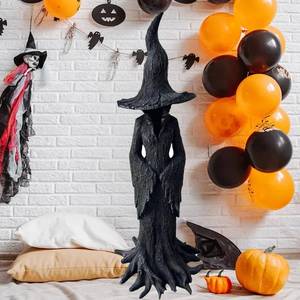 lot 6233 image: Cracker Barrel Witch Statue Gothic Halloween Resin Figurine,Retro Magician Decor, Dark Fantasy Ornament, Curse Theme Statues Figurine Halloween Festival Decoration