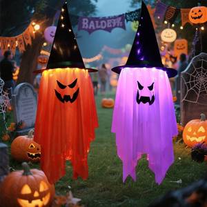 lot 6240 image: 2PCS Halloween Decorations, 42x14 Glowing Ghost OutdoorIndoor Lights with 8 Lighting Modes, Waterproof Battery Case for Garden, Yard, Haunted Halloween Party (Large Standing Ghost)