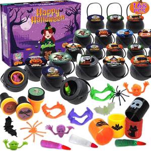 lot 6246 image: 168 PCS Halloween Party Favors 24 Pack Prefilled Small Plastic Witch Cauldron Toys in Bulk Halloween Prizes Gifts Miniatures for Kids Trick or Treat,Halloween Miniatures Novelty Toys