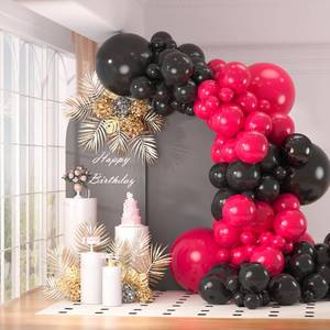 lot 6267 image: 130-Pack Black & Hot Pink Balloon Garland Kit - 1812105 Inch Different Sizes Latex Balloons for Bachelorette, Neon Party, Birthday Party Decorations