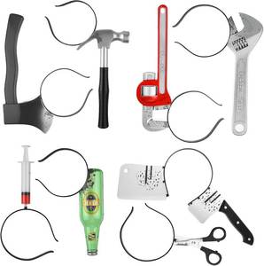 lot 6277 image: TUPARKA 8 Pieces Halloween Horror Hair Bands Zombie Headbands Cleaver Axe Scissor Hammer Pattern Headbands for Halloween Scary Costume Party Decorations