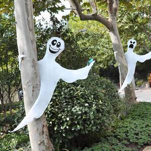 lot 6279 image: JOYIN 2 Pcs 53 Halloween Decoration Outdoor, Halloween Bendable Hanging Ghost for Lawn, Tree, Pilar Decorations, Tree Wrap Ghost Party Supplies