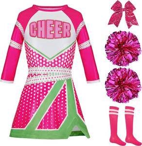 lot 6281 image: Spooktacular Creations Zombie Cheerleader Costume for Girls, Kids Cheerleader Costume with Long Sleeve for Halloween Dress Up Medium