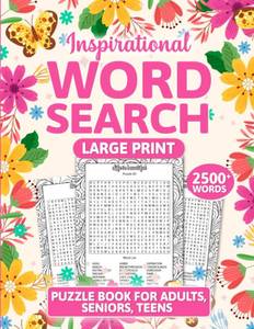 lot 7002 image: Inspirational Word Search Puzzle Book for Adults, Seniors, Teens Feature 120 Pages, Large Print Word Find Puzzles, Floral Coloring Pages - ... Positive (Motivational & Inspirational book)