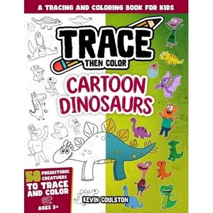 lot 7038 image: Art Books for Kids from Firstartbooks Trace Then Color Cartoon Dinosaurs A Tracing and Coloring Book for Kids, (Paperback)
