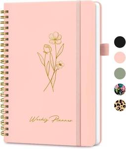 lot 7060 image: Undated Weekly Planner, Weekly To Do List Notebook with Goal & Habit Tracker Organizer, A5 Weekly Planner Notebook with Spiral Binding, 6.1 x 8.2 - Rosy