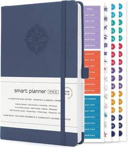lot 7061 image: Smart Planner Pro   Undated Daily Planner   Small A5   Achieve Goals & Increase Productivity   Weekly, Monthly, Work Sections, Organizer Diary with Back Pocket, 3 Satin Bookmarks & Pen Holder