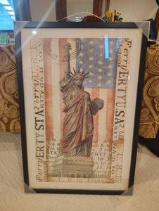 lot 1042 image: Lady Liberty Wall Art  (Approximately 26 by 38 Inches) Framed