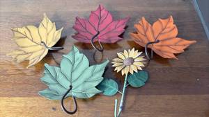lot 1069 image: Autumn Candle Holders and Hooks ( Leaves Approximately 6 inches diameter)