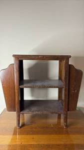 lot 1091 image: Vintage End Table with Shelves and Magazine Rack approximately 24 inches tall and 10 inches wide and 26 inches deep on rack Sides
