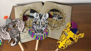 lot 1095 image: Pier 1 Party Photo Props Set and Animal Masks