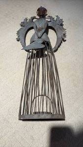lot 1129 image: Wire and Metal Garden Angel Candle Lantern Approximately 28 Inches Tall