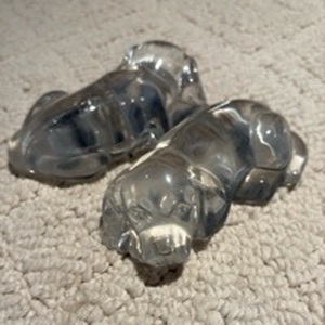 lot 1147 image: (2) Princess House Crystal Sleeping Dog FigurinesPaperweights