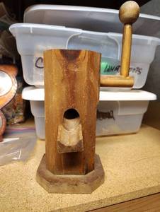 lot 3025 image: Wood NUT Dispenser  no globe