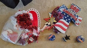 lot 845 image: Valentine and Fourth of July Party Decorations Each Are Large Bundles