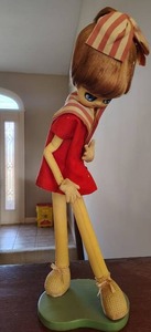 lot 846 image: Vintage Bradley Big Eyes Pose Doll In Red Dress