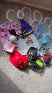 lot 711 image: Halloween Costumes Lot Wings, Wimples and Tiaras. Fireman and Big Baby costumes