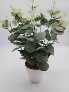 lot 68859 image: 2 Set Of Artificial Eucalyptus Plant in White Foam - Retail $15