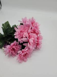 lot 68875 image: Pink Chrysanthemum Artificial Flower Bunch, 5 Bundle Stem Included  - Retail $8
