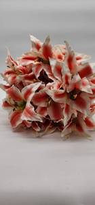 lot 68877 image: Pink and White Artificial Lily Bouquet, 5 Bundle Stem Included  - Retail $18