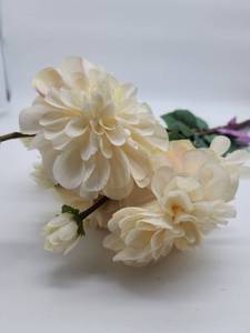 lot 68898 image: Artificial&nbspCream Zinnia flower Stem, 5 Bundle Stems Included  - Retail $8