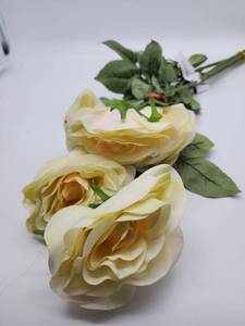 lot 68901 image: Artificial&nbspYellow Rose Silk Flower Stem, 5 Bundle Stems Included  - Retail $12