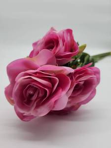 lot 68906 image: Pink Artificial Rose Stem, 5 Bundle Stems Included  - Retail $8