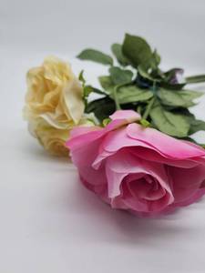 lot 68908 image: Artificial Rose Stems - Pink and Yellow, 5 Bundle Stems Included  - Retail $12