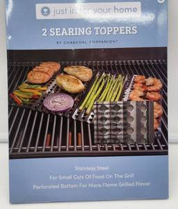 lot 68943 image: Charcoal Companion Stainless Steel Grill Searing Toppers - Set of 2 - Retail $5