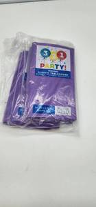 lot 69007 image: Purple Round Plastic Party Tablecloth 84 inch, Pack Of 4 - Retail $4
