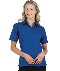 lot 66834 image: APPEARS NEW - Blue Generation Ladies Short Sleeve Button Down Shirt (Size Small) 2 Pack