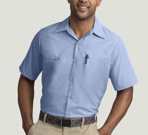 lot 66874 image: APPEARS NEW - Red Kap Light Blue Work Shirt (Size Large) 2 Pack